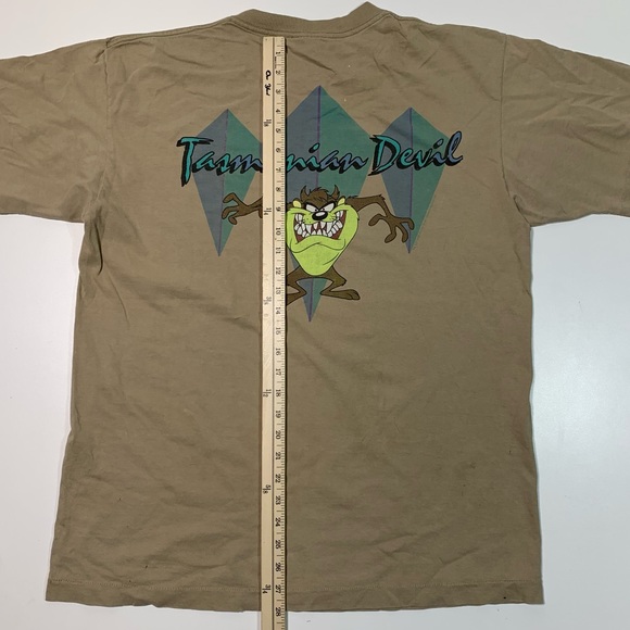 Vintage Tazmanian Devil 90’s 1995 Tan Single Stitch Shirt Mens Size XL Looney - Picture 7 of 7